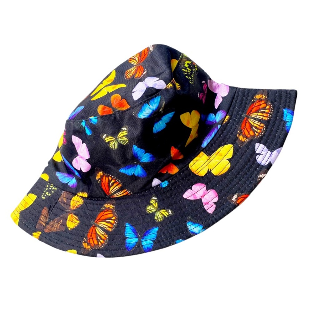 Black Butterfly Y2K Trendy Reversible Festival Women’s 90's Style Bucket Hat NWT